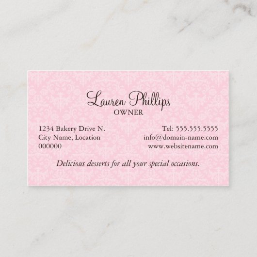 Koekjesbakkerij voor coupures visitekaartje (Achterkant)