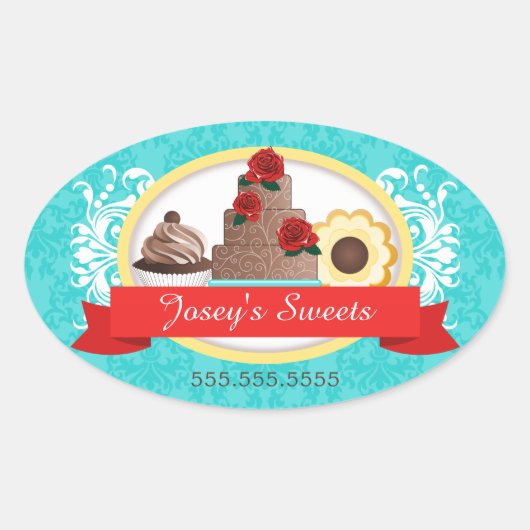 Koekjesbakkerijdozen voor coupures ovale sticker (Voorkant)