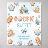 Koekjesbuffet Blue Little man Kerstverjaardag Poster (Voorkant)