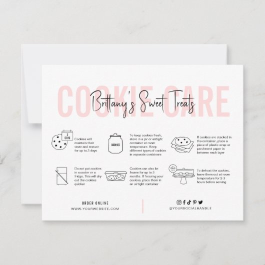 Koekjesgids Roze esthetische bakkerij Bedankkaart (Voorkant)