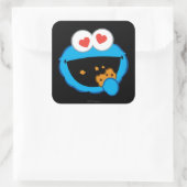 Koekjesglimlachend gezicht met hartvormige ogen vierkante sticker (Tas)