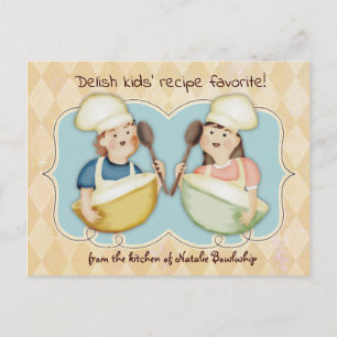 Koekjesjongen chef-kokerkrecept voor kinderen briefkaart