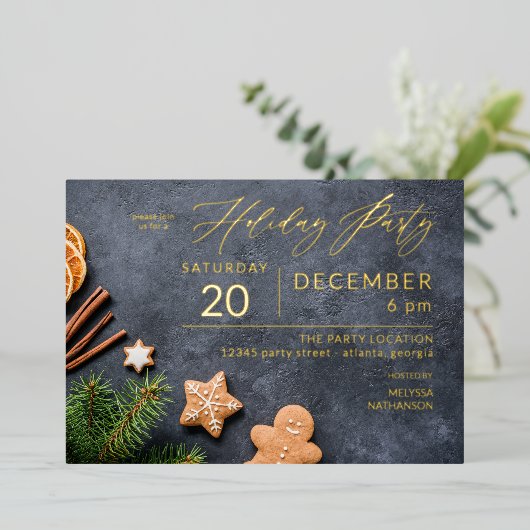 Koekjeskoekje en Oranje feestdag Folie Uitnodiging (Staand Voorkant)