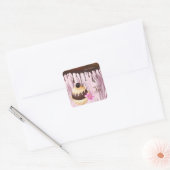 Koekjeskoekje voor chocolade Roze 2 Vierkante Sticker (Envelop)