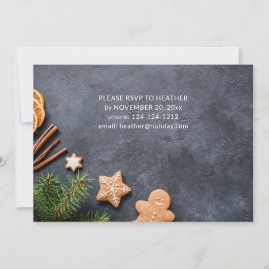 Koekjeskoekjes en Oranje kerstfeestdag Kaart (Achterkant)