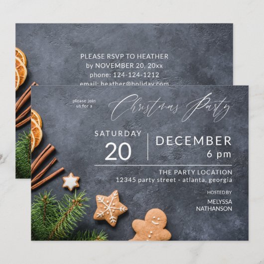 Koekjeskoekjes en Oranje kerstfeestdag Kaart (Voorkant / Achterkant)