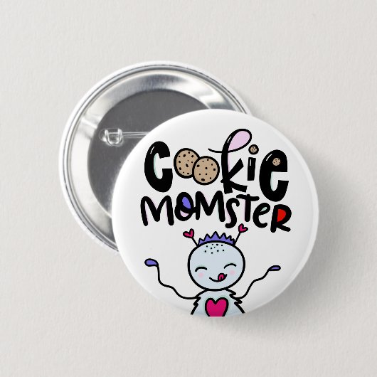 Koekjesmomster, met de hand getekend ronde button 5,7 cm (Voorkant /achterkant)