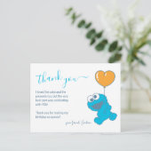 Koekjesmonster 1e verjaardag Dank je Briefkaart (Staand voorkant)