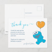 Koekjesmonster 1e verjaardag Dank je Briefkaart (Voorkant / Achterkant)