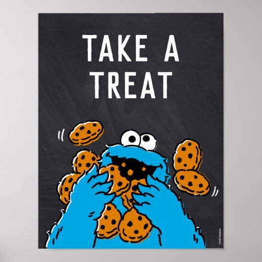 Koekjesmonster 1e verjaardag Neem een traktatie Poster (Voorkant)