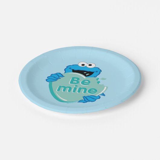 Koekjesmonster "Be Mine" Valentijns Snoep hart Papieren Bordje (Gekanteld)