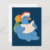 Koekjesmonster die een kaart leest (Voorkant / Achterkant)
