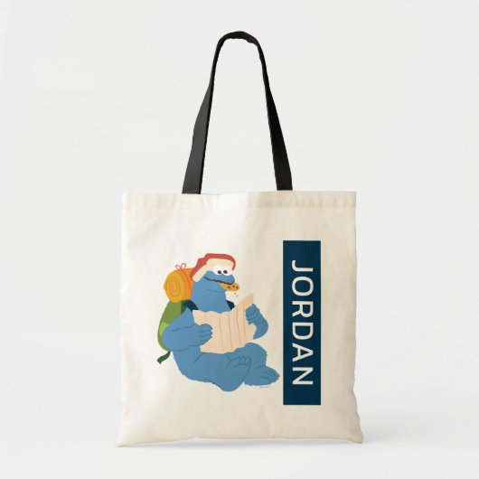 Koekjesmonster die een kaart leest | Jouw namen to Tote Bag (Voorkant)