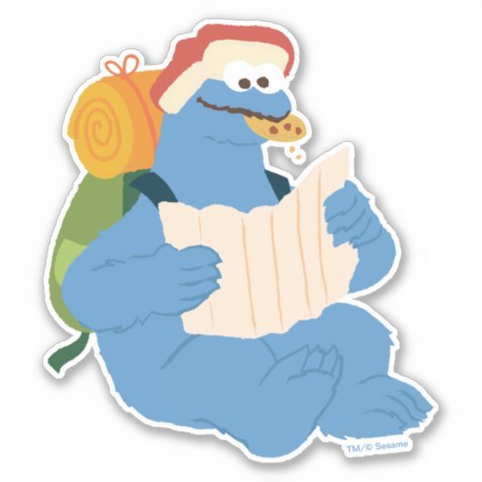 Koekjesmonster die een kaart leest sticker (Voorkant)