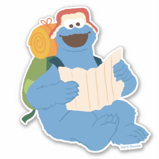 Koekjesmonster die een kaart leest sticker (Voorkant)