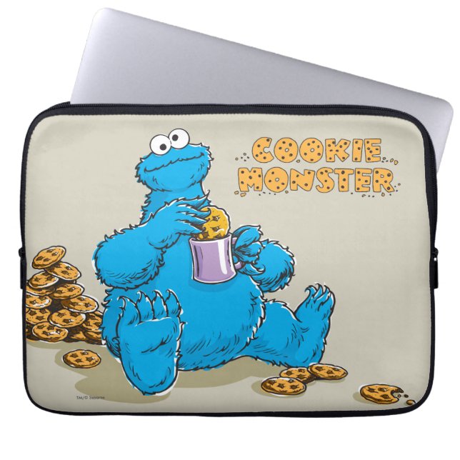  koekjesmonster die koekjes eet laptop sleeve (Voorkant)