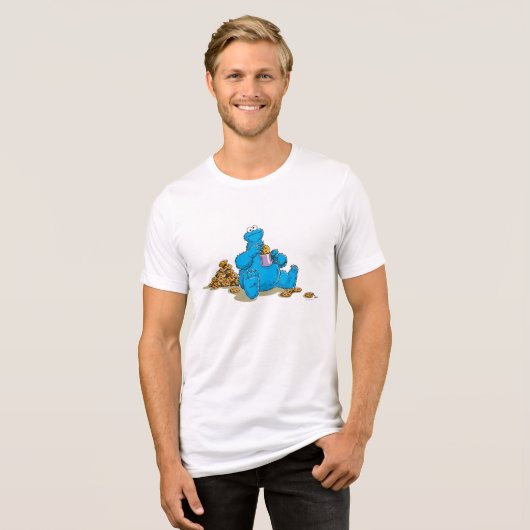  koekjesmonster die koekjes eet Tri-Blend shirt (Voorkant volledig)