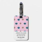 Koekjesmonster en roze koekjespatroon bagagelabel (Achterkant verticaal)