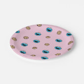Koekjesmonster en roze koekjespatroon papieren bordje (Gekanteld)