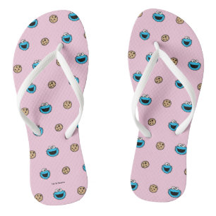 Koekjesmonster en roze koekjespatroon teenslippers