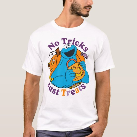 Koekjesmonster | Geen trucjes, gewoon traktaties T-shirt (Voorkant)
