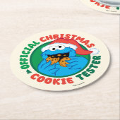 Koekjesmonster | Officiële Kerst Cookie Tester Ronde Kartonnen Onderzetter (Gebogen)