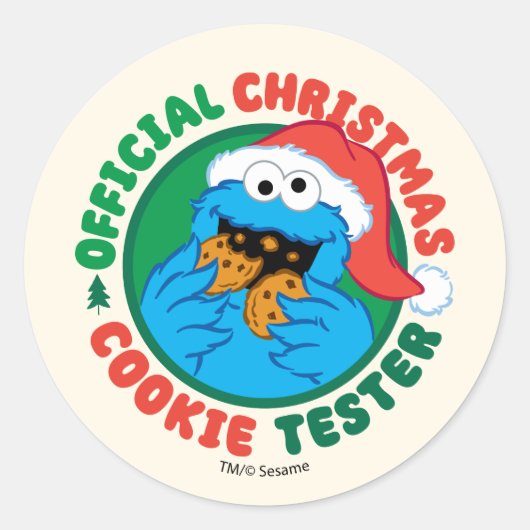 Koekjesmonster | Officiële Kerst Cookie Tester Ronde Sticker (Voorkant)