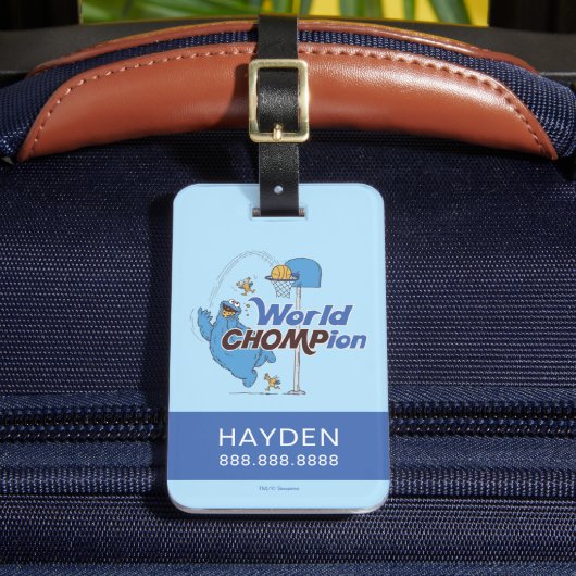 Koekjesmonster | Schieten basketbalhoepels Bagagelabel (Voorkant Insitu 2)