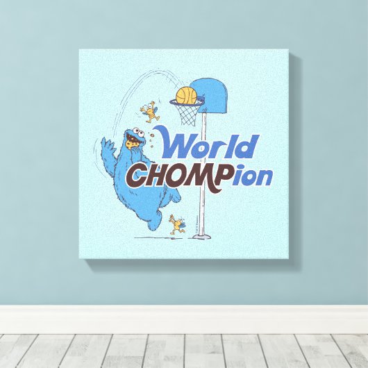 Koekjesmonster | Schieten basketbalhoepels Canvas Afdruk (Insitu (Houten vloer))