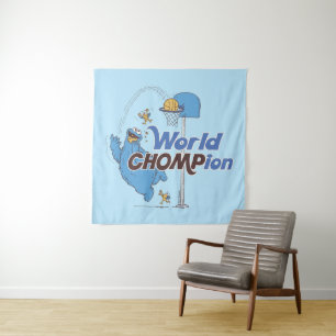 Koekjesmonster   Schieten basketbalhoepels Wandkleed