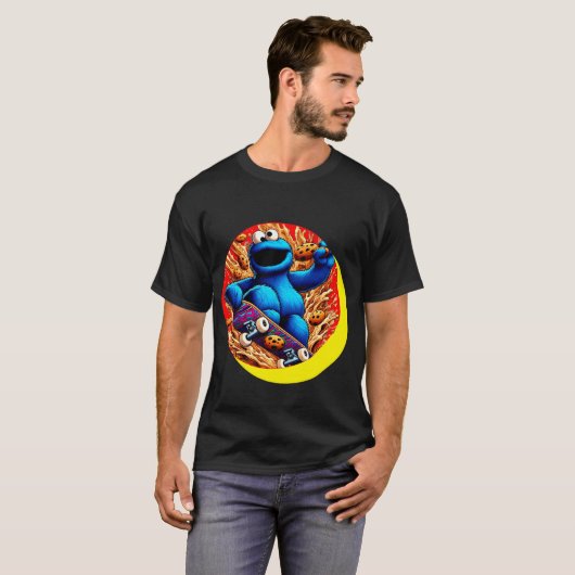 Koekjesmonster Skateboarding T-shirt (Voorkant volledig)