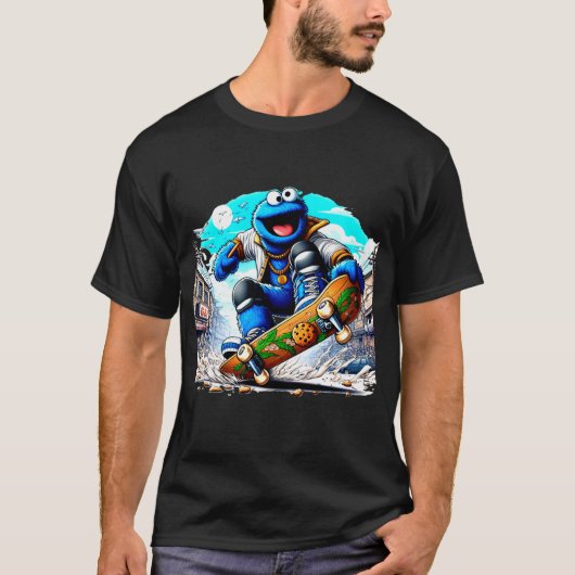 Koekjesmonster Skateboarding T-shirt (Voorkant)