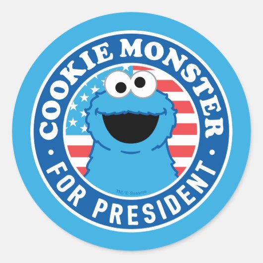 Koekjesmonster voor President Ronde Sticker (Voorkant)