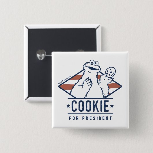  Koekjesmonster voor President Vierkante Button 5,1 Cm (Voorkant /achterkant)