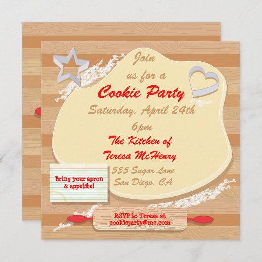 Koekjespartijuitnodiging Kaart (Voorkant / Achterkant)