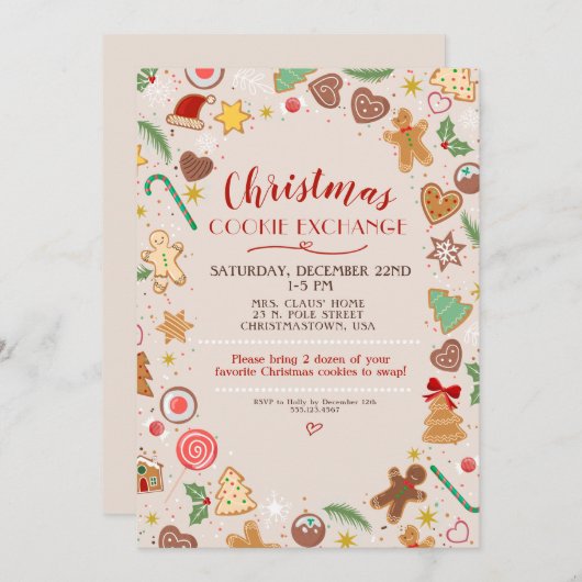 Koekjeswisselaar Exchange Holiday Party nodigt uit Kaart (Voorkant / Achterkant)