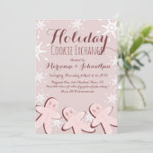 Koekjeswisselaar kerstboom feestdag roze kaart (Staand voorkant)