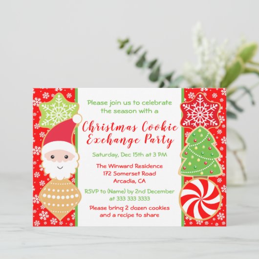 Koekjeswisselaar voor kerstmis kaart (Staand voorkant)