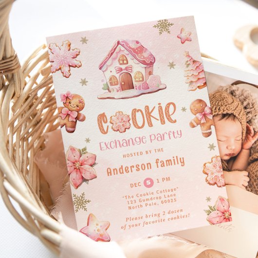 Koekjeswisselfeest Kerstroze peperkoek Kaart