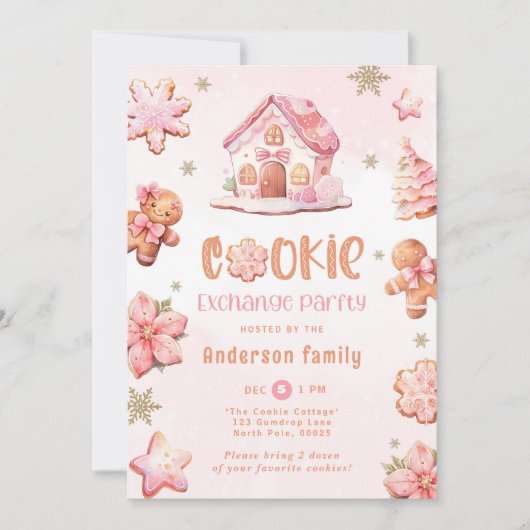 Koekjeswisselfeest Kerstroze peperkoek Kaart (Voorkant)