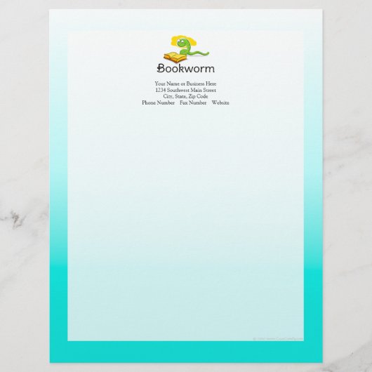 Koekjesworm met bril persoonlijk briefhoofd (Voorkant)