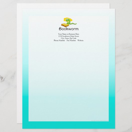 Koekjesworm met bril persoonlijk briefhoofd (Voorkant / Achterkant)