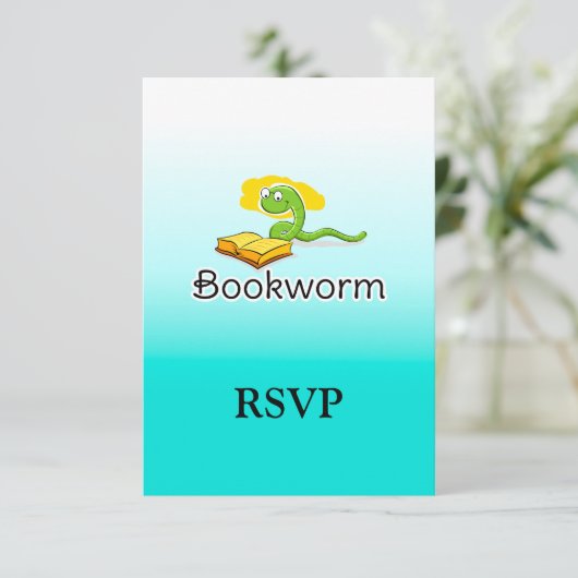 Koekjesworm met bril RSVP kaartje (Staand voorkant)