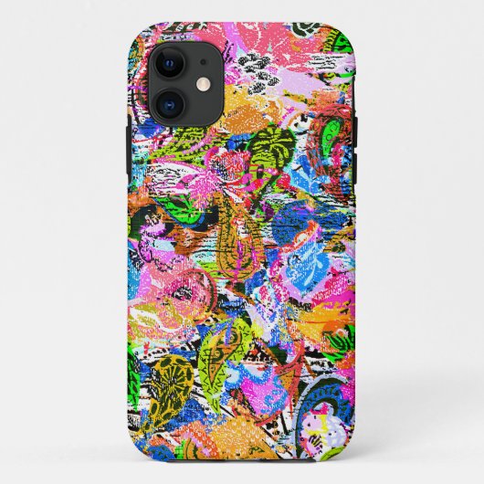 Koekkleurige abstracte gemengde paisleybloemen Case-Mate iPhone case (Achterkant)