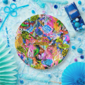 Koekkleurige abstracte gemengde paisleybloemen papieren bordje (Feest)