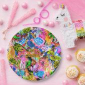 Koekkleurige abstracte gemengde paisleybloemen papieren bordje (Feest)