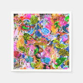 Koekkleurige abstracte gemengde paisleybloemen servetten (Voorkant)