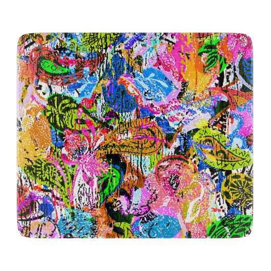 Koekkleurige abstracte gemengde paisleybloemen snijplank (Voorkant)