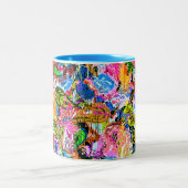 Koekkleurige abstracte gemengde paisleybloemen tweekleurige koffiemok (Center)