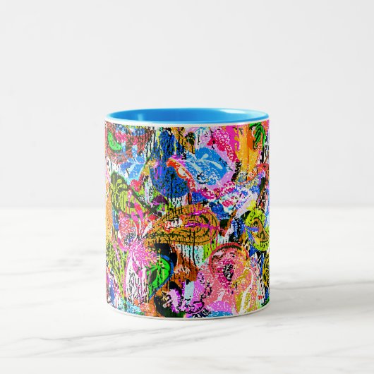 Koekkleurige abstracte gemengde paisleybloemen tweekleurige koffiemok (Center)